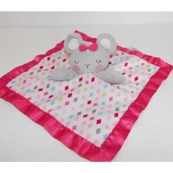 Garanimals Mouse Security Blanket Gray Pink Diamonds Satin Trim Baby lovey nunu - Picture 5 of 7